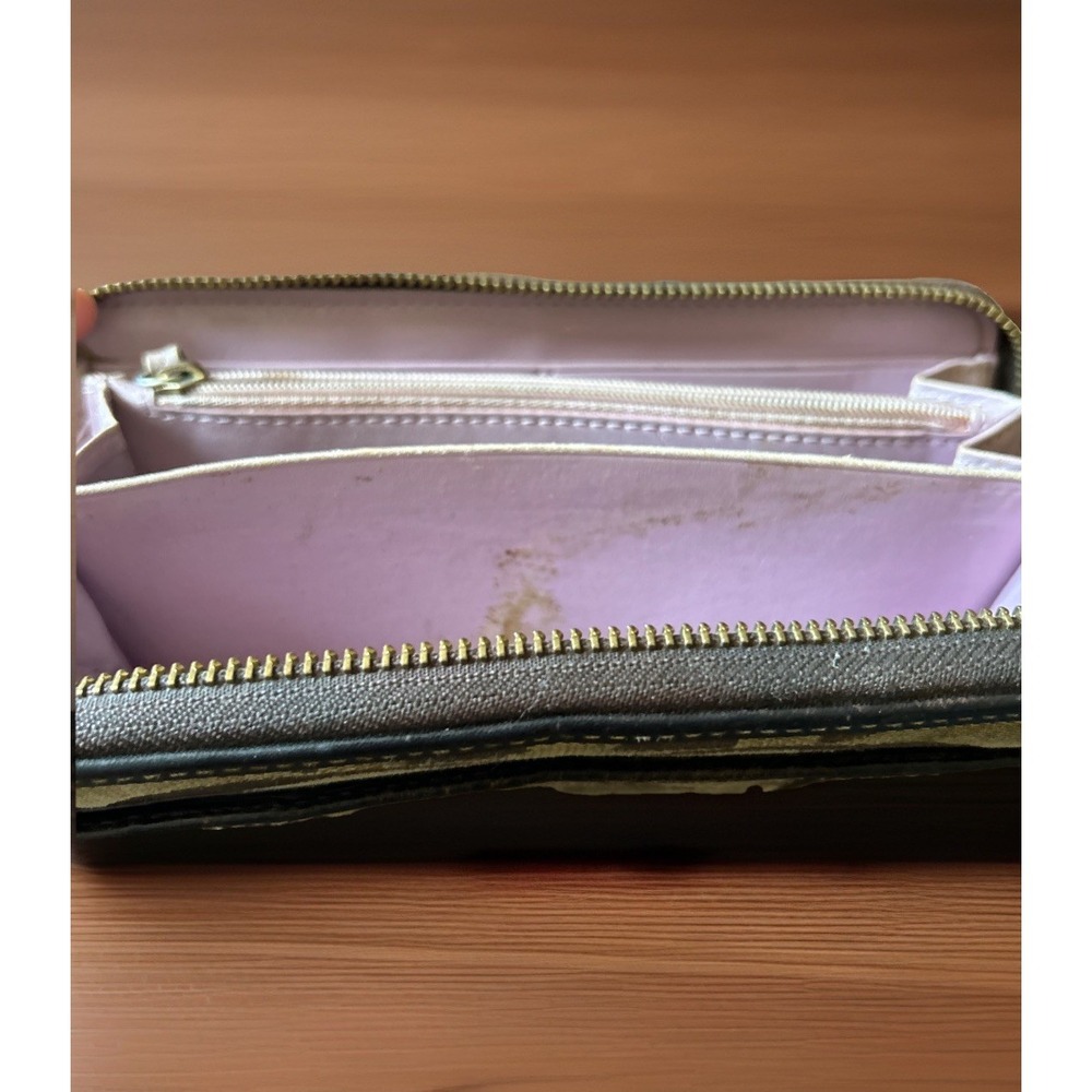 Vintage Coach Signature Logo Canvas & Leather zip around Wallet Tan Brown VTG - Picture 7 of 9
